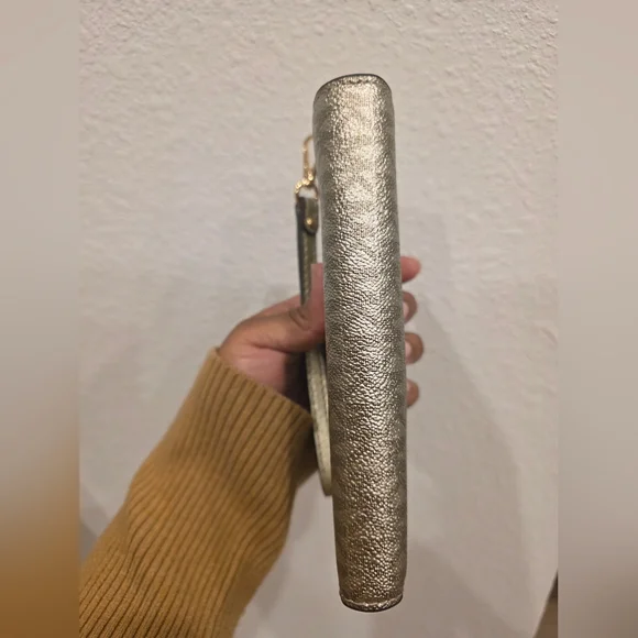 Michael Kors Gold Metallic Wristlet Wallet - Picture 7 of 9